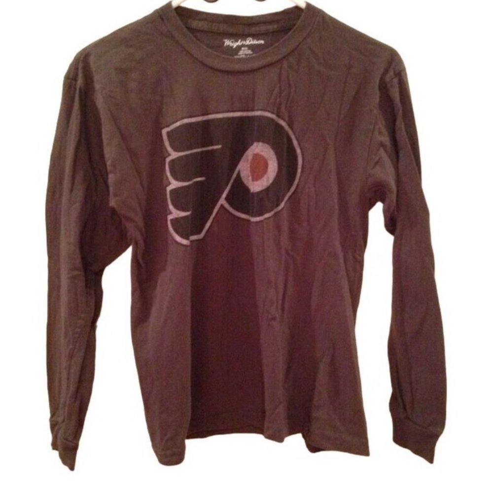 Medium (10/12) Wright & Ditson Boy's Philadelphia Flyers Gray Long Sleeve Tshirt